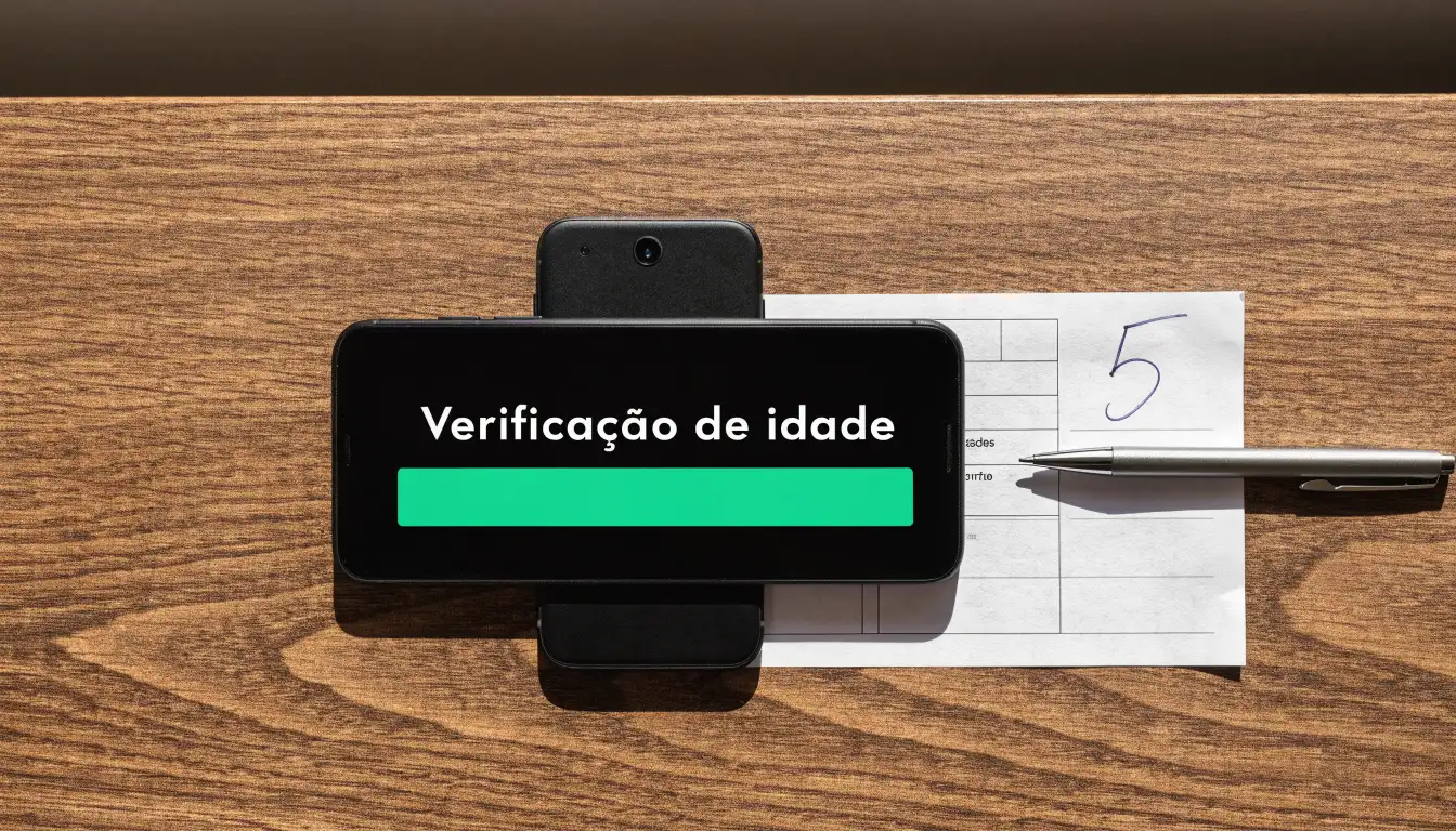 Uma folha de licença em papel com um selo vermelho, pousada numa secretária de madeira ao lado de uma caneta