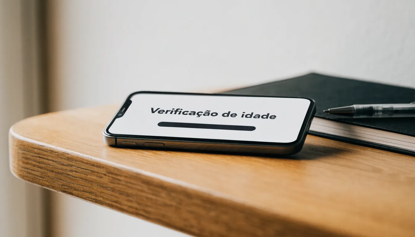 Uma folha de licença em papel com um selo vermelho, pousada numa secretária de madeira ao lado de uma caneta
